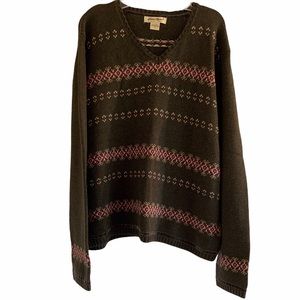 Vintage Eddie Bauer Gray Fair Isle Cotton Sweater